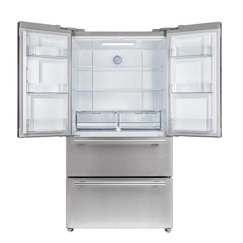 Forno 36-Inch Moena French Door Refrigerator - 19 cu.ft with Double Freezer Drawer and Ice Maker (FFRBI1820-36SB)