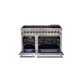 FORNO Fratta 48" Platinum Freestanding Dual Fuel Range with 240v Electric Oven - 8 Burners, Griddle, and 160,000 BTUs -FFSGS6187-48