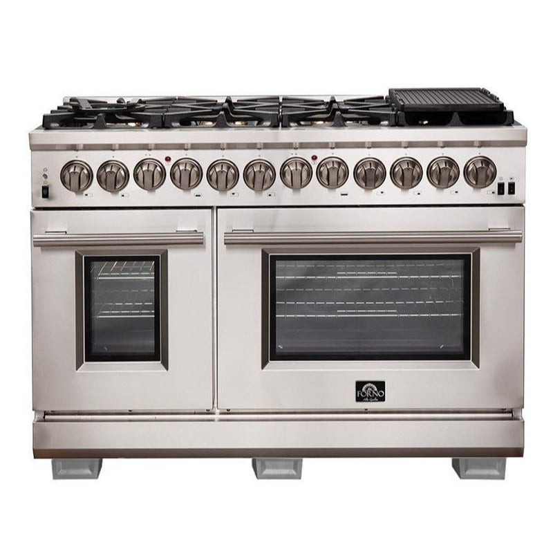 Forno 48-Inch Capriasca Dual Fuel Range with 240v Electric Oven - 8 Burners, Griddle, and 160,000 BTUs (FFSGS6187-48)