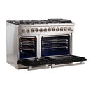 Forno 48-Inch Capriasca Dual Fuel Range with 8 Gas Burners and 240v Electric Oven in Stainless Steel with Black Door (FFSGS6187-48BLK)