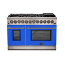 Forno 48-Inch Capriasca Dual Fuel Range with 8 Gas Burners and 240v Electric Oven in Stainless Steel with Blue Door (FFSGS6187-48BLU)