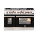 Forno 48-Inch Capriasca Gas Range with 8 Gas Burners and Convection Oven in Stainless Steel with Black Door (FFSGS6260-48BLK)