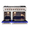 Forno 48-Inch Capriasca Gas Range with 8 Gas Burners and Convection Oven in Stainless Steel with Blue Door (FFSGS6260-48BLU)