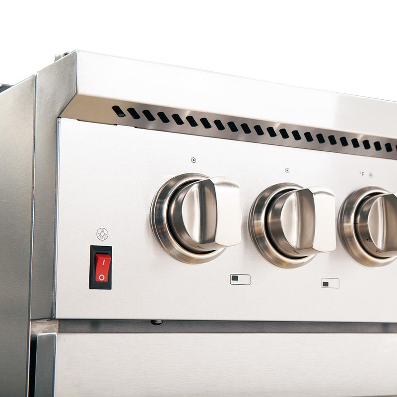 FORNO Maniago 48" Gold Freestanding Dual Fuel Range Gas Cooktop with 240v Electric Oven - 8 Burners, Griddle, and Double Oven -FFSGS6156-48