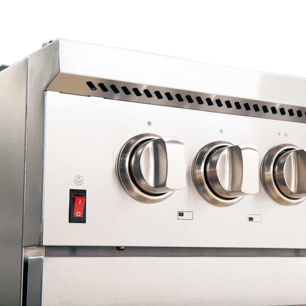 FORNO Maniago 48" Gold Freestanding Dual Fuel Range Gas Cooktop with 240v Electric Oven - 8 Burners, Griddle, and Double Oven -FFSGS6156-48