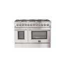 FORNO Maniago 48" Gold Freestanding Dual Fuel Range Gas Cooktop with 240v Electric Oven - 8 Burners, Griddle, and Double Oven -FFSGS6156-48