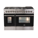Forno 48-Inch Galiano Dual Fuel Range with 8 Gas Burners and 240v Electric Oven in Stainless Steel with Black Door (FFSGS6156-48BLK)