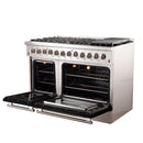 Forno 48-Inch Galiano Dual Fuel Range with 8 Gas Burners and 240v Electric Oven in Stainless Steel with Black Door (FFSGS6156-48BLK)