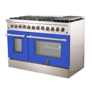 Forno 48-Inch Galiano Dual Fuel Range with 8 Gas Burners and 240v Electric Oven in Stainless Steel with Blue Door (FFSGS6156-48BLU)