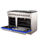 Forno 48-Inch Galiano Dual Fuel Range with 8 Gas Burners and 240v Electric Oven in Stainless Steel with Blue Door (FFSGS6156-48BLU)