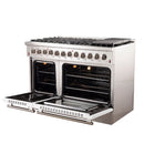 Forno 48-Inch Galiano Dual Fuel Range with 8 Gas Burners and 240v Electric Oven in Stainless Steel with White Door (FFSGS6156-48WHT)