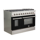 Forno 48-Inch Galiano Gas Range with 8 Gas Burners and Convection Oven in Stainless Steel with Black Door (FFSGS6244-48BLK)