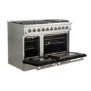 Forno 48-Inch Galiano Gas Range with 8 Gas Burners and Convection Oven in Stainless Steel with Black Door (FFSGS6244-48BLK)