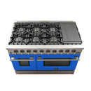 Forno 48-Inch Galiano Gas Range with 8 Gas Burners and Convection Oven in Stainless Steel with Blue Door (FFSGS6244-48BLU)