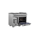 FORNO 48-Inch Capriasca Dual Fuel Range with 8 Gas Burners, 160,000 BTUs & French Door Electric Oven in Stainless Steel - FFSGS6387-48