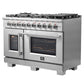 FORNO 48-Inch Galiano Dual Fuel Range with 8 Gas Burners, 107,000 BTUs, & French Door Electric Oven in Stainless Steel - FFSGS6356-48