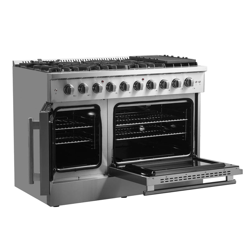 Forno 48-Inch Galiano Gas Range with 8 Gas Burners, 107,000 BTUs, & French Door Gas Oven in Stainless Steel (FFSGS6444-48)