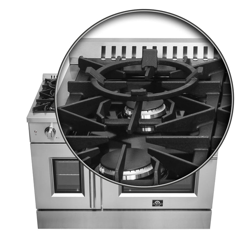 Forno 48-Inch Galiano Gas Range with 8 Gas Burners, 107,000 BTUs, & French Door Gas Oven in Stainless Steel (FFSGS6444-48)