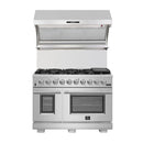 Forno Ansedonia 48" Wall Mount Range Hood with Red Light Warmer, Shelf/Backsplash, and 1200 CFM Motor -FRHWM5029-48HB
