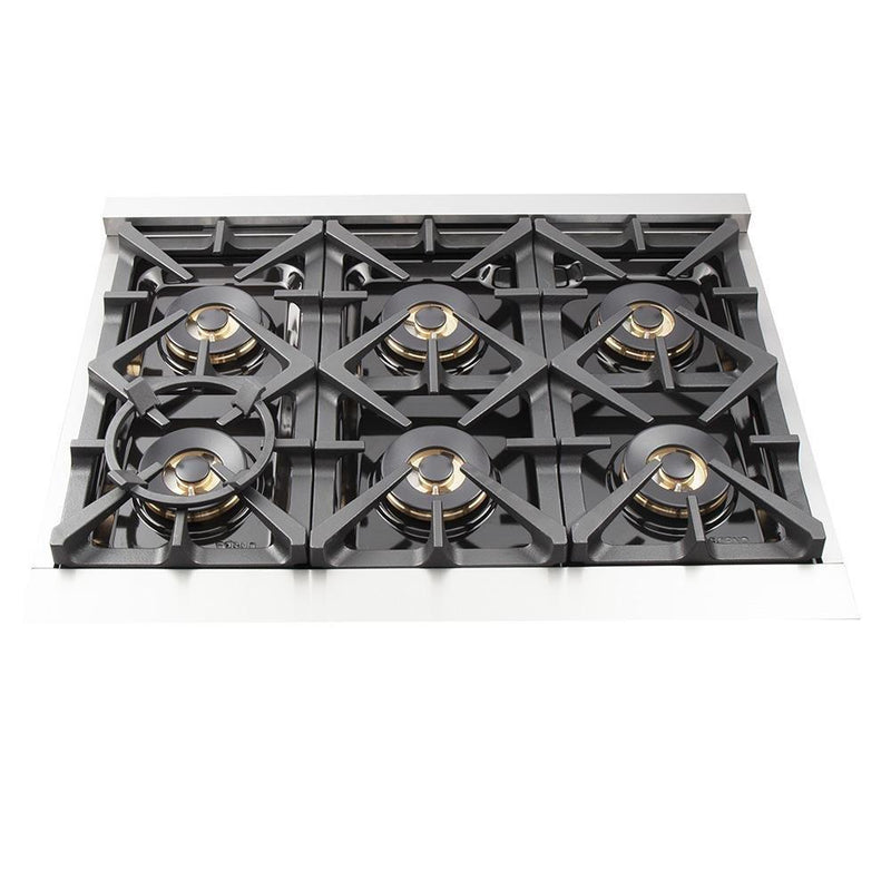 Forno 2-Piece Pro Appliance Package - 36-Inch Dual Fuel Range & Wall Mount Hood with Backsplash in Stainless Steel