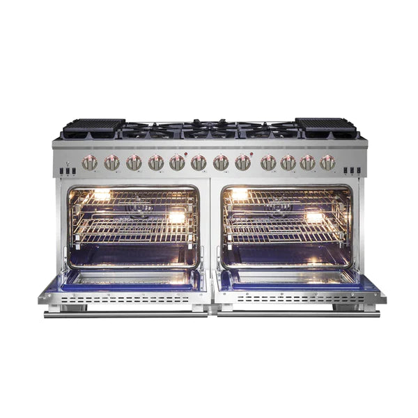 FORNO 60-Inch Capriasca Gas Range with 10 Burners and 200,000 BTUs - FFSGS6260-60