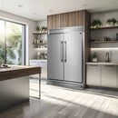 60 Fridge Freezer Combo in stainless steel placed indoors