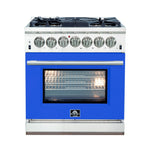 FORNO Capriasca - Titanium Professional 30" Freestanding Dual Fuel 240V Electric Colored Door Oven Range FFSGS6187-30