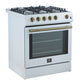 Forno Espresso 30” Gas Range in Stainless Steel with Silver Handles, FFSGS1116-30