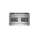 FORNO Maniago 60" Gold Freestanding Dual Fuel Range with 240v Electric Oven - 10 Burners in Stainless Steel - FFSGS6156-60