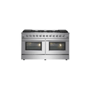 FORNO Maniago 60" Gold Freestanding Dual Fuel Range with 240v Electric Oven - 10 Burners in Stainless Steel - FFSGS6156-60