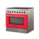 FORNO Galiano - Gold Professional 36" Freestanding Dual Fuel 240V Electric Colored Door Oven Range FFSGS6156-36WHT