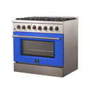 FORNO Galiano - Gold Professional 36" Freestanding Dual Fuel 240V Electric Colored Door Oven Range FFSGS6156-36WHT