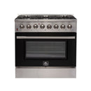 FORNO Galiano - Gold Professional 36" Freestanding Dual Fuel 240V Electric Colored Door Oven Range FFSGS6156-36WHT