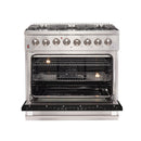 FORNO Galiano - Gold Professional 36" Freestanding Dual Fuel 240V Electric Colored Door Oven Range FFSGS6156-36WHT