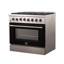 FORNO Galiano - Gold Professional 36" Freestanding Dual Fuel 240V Electric Colored Door Oven Range FFSGS6156-36WHT