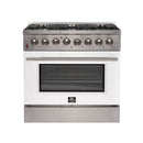 FORNO Galiano - Gold Professional 36" Freestanding Dual Fuel 240V Electric Colored Door Oven Range FFSGS6156-36WHT