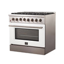 FORNO Galiano - Gold Professional 36" Freestanding Dual Fuel 240V Electric Colored Door Oven Range FFSGS6156-36WHT
