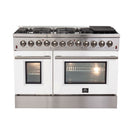 FORNO Galiano - Gold Professional 48" Freestanding Dual Fuel 240V Electric Colored Door Oven Range FFSGS6156-48RED