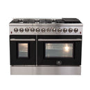 FORNO Galiano - Gold Professional 48" Freestanding Dual Fuel 240V Electric Colored Door Oven Range FFSGS6156-48RED