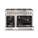 FORNO Galiano - Gold Professional 48" Freestanding Dual Fuel 240V Electric Colored Door Oven Range FFSGS6156-48RED