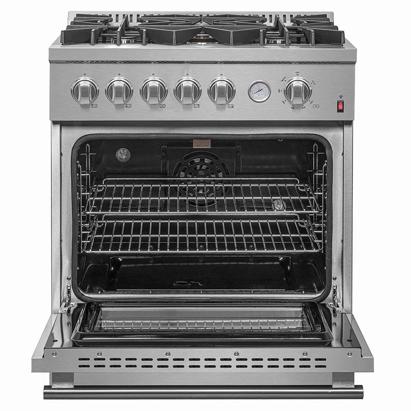 Forno Giovanni 30-inch Gas Range with 5 Gas Burners Convection Gas Oven with Temperature Gauge in Stainless Steel - FFSGS6274-30