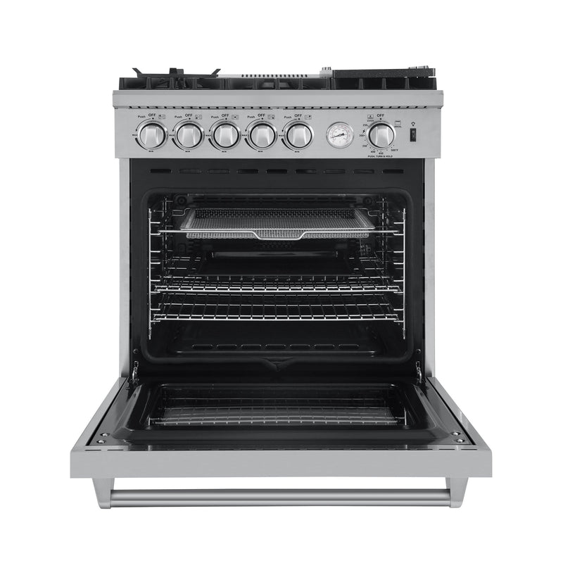 Forno Breno 30" Freestanding Gas Range Oven with 5 Sealed Burners, Griddle, and Air Fryer FFSGS6276-30