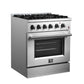 FORNO Marco 30" 4.32 cu. ft. Dual Fuel Range in Stainless Steel with 4 Sealed Burners, FFSGS6197-30