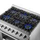 FORNO Marco 36" 5.36 cu. ft. Dual Fuel Range in Stainless Steel with 6 Sealed Burners, FFSGS6197-36