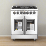 FORNO Massimo 30-Inch Freestanding French Door Dual Fuel Range in Stainless Steel - FFSGS6325-30