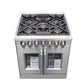 FORNO Massimo 30-Inch Freestanding French Door Dual Fuel Range in Stainless Steel - FFSGS6325-30