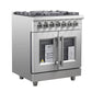 FORNO Massimo 30-Inch Freestanding French Door Dual Fuel Range in Stainless Steel - FFSGS6325-30