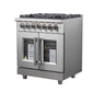 FORNO Massimo 30-Inch Freestanding French Door Dual Fuel Range in Stainless Steel - FFSGS6325-30