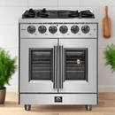 FORNO Massimo 30-Inch Freestanding French Door Gas Range in Stainless Steel - FFSGS6439-30
