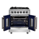 FORNO Massimo 30-Inch Freestanding French Door Gas Range in Stainless Steel - FFSGS6439-30